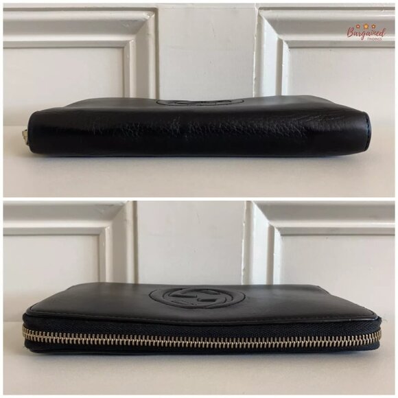 Authentic GUCCI Black Pebbled Leather Soho Interlocking G Zip Around Long Wallet - Picture 6 of 13
